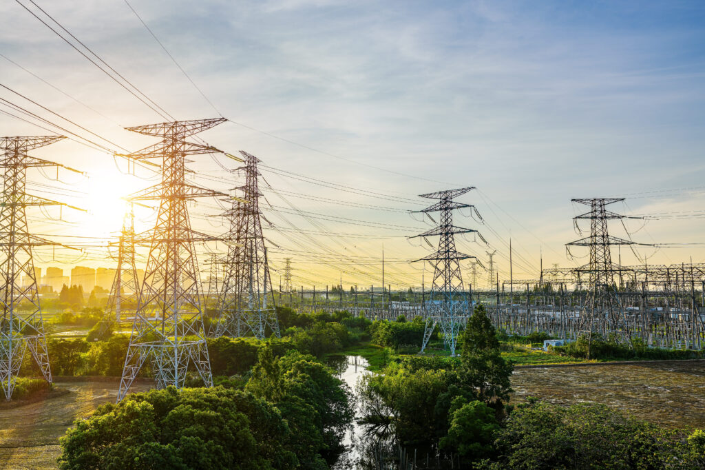 Torres eléctricas en entorno verde que representan los componentes del precio indexado